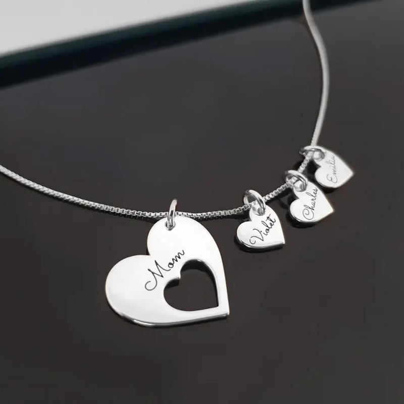 SYRA com Amor - Colar de corações com nome personalizado para mãe